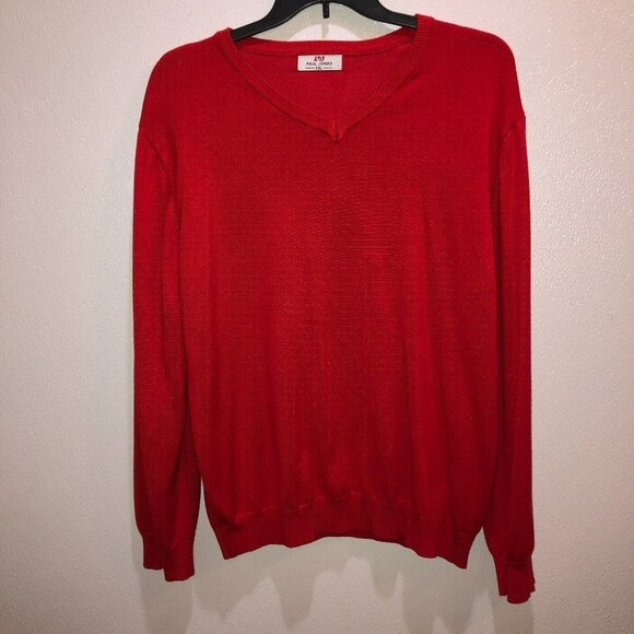Paul Jones PJ Mens Size XXL Red V Neck Long Sleeve Pullover Red Sweater - Picture 6 of 8